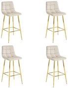 Set štyroch barových stoličiek ARCETO zamatové béžové (zlaté nohy) 4 ks