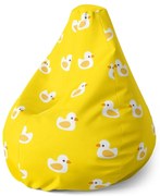 Sedací vak Pear biele kačičky, žltá