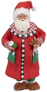 Vianočné dekorácie Santa v kabátiku s perníčkom a papučkami - 15*9*28 cm