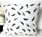 Obliečka na vankúš PIERKO – 100 % bavlna, elegantný motív pierok, príjemná na dotyk Veľkosť: 40x40cm