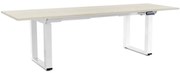 Výškovo nastaviteľný stôl OfficeTech Strong 240 x 80 cm, biela podnož, biely jaseň