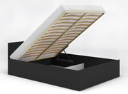 Posteľ s matracom, roštom a úložným priestorom - ČIERNA - šírka 160cm