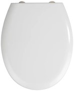 Biele WC sedadlo s jednoduchým zatváraním Wenko Rieti, 44,5 x 37 cm