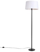Stojaca lampa čierna s bielym ľanovým tienidlom 45 cm - Simplo