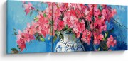 Obraz - Váza ružových kvetov (s hodinami) (90x30 cm)