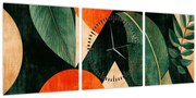 Obraz - Geometrické prírodné motívy II. (s hodinami) (90x30 cm)