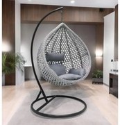 Závesné hojdacie kreslo ELBA EXTRA, nosnosť 150kg - sivé + sivé vankúše