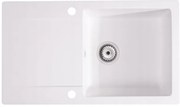 Sink Quality Ferrum, kuchynský granitový drez 770x450x190 mm + sifón, biela, SKQ-FER.W.1KDO.X
