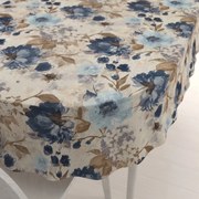Biante Dekoračný oválny obrus Parma PM-113 Modré kvety na smotanovom 50x100 cm