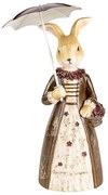 Dekorácia králičia dáma v šatách s dáždnikom - 12*9*21 cm