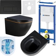 BPS-koupelny Podomietkový modul Geberit DuoFix s WC misou PEAK-MTB-GL-RIM-02 + ovládacie tlačidlo Delta 50 čierna mat