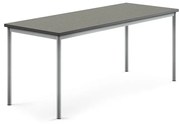 Stôl SONITUS, 1800x700x720 mm, linoleum - tmavošedá, strieborná