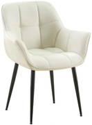 Stolička s podrúčkami Roseville - látka, nohy čierny kov - Krémová