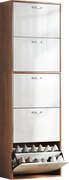 HOMCOM Slim úsporný botník s 5 úrovňami pre maximálne 30 párov s 2 policami na úroveň, MDF botník, 60x28x189 cm, Biela a Hnedá | Aosom