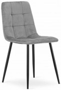 Svetlosivá zamatová stolička KARA s čiernymi nohami
