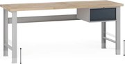 Výškovo nastaviteľný dielenský stôl G7, buková škárovka, 2000 x 800 x 840-1040 mm, 1x kontajner, 1 zásuvka, grafit