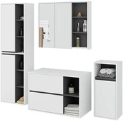 Kúpeľňová zostava VAMI s otvormi na umývadlo, biela / grafitová / sivá