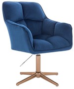 LuxuryForm DESIGN Kreslo AMALFI VELUR na zlatom kríži - modré