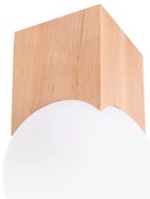 Stropné svietidlo Solis, 1x biele sklenené tienidlo, drevo