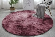 Protišmykový koberec SHAGGY ombré, červený kruh