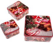 Súprava 3 hranatých plechových dóz Cukroví