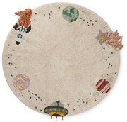 Krémový prateľný ručne tkaný bavlnený detský hrací koberec ø140 cm Interstellar Journey – Lorena Canals