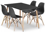 Jedálenský stôl ADRIA čierny so štyrmi stoličkami OSAKA čierne / hnedé