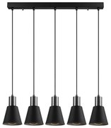 Čierne závesné svietidlo pre 5 žiaroviek Opviq lights Kem