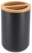 Kúpeľňový pohár na kefky Besson, čierna/s drevenými prvkami, 300 ml