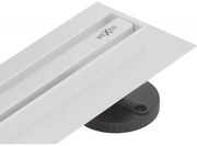 Mexen Flat nerezový sprchový žľab s rotačným 360° sifónom 60 cm, vzor SLIM, biela, 1241060