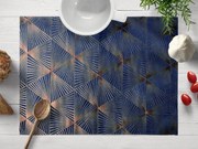 Biante Zamatové prestieranie na stôl Isabela IBL-011 Rose Gold trojuholníky na kráľovsky modrom 30x40 cm