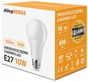 BERGE LED žiarovka - E27 - 10W - 800Lm - teplá biela