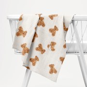 Biante Mušelínová plienka/dečka Nature MSN-038 Medvedíky na krémovo bielom 70x70 cm