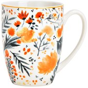 Porcelánový hrnček s kvetinovým dekorom orange, 300ml, 12x10x8cm