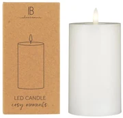 IB Laursen LED stĺpová sviečka WARM FLAME SL 12,5 cm biela
