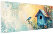 Obraz - Vtáčia búdka, akvarel (120x50 cm)