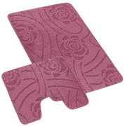 Bellatex Sada kúpeľňových predložiek Bany s výkrojom Ruže lila, 60 x 100 cm, 60 x 50 cm
