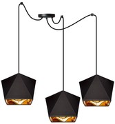 Závesné svietidlo Diamond Gold Spider, 3x čierne/zlaté textilné tienidlo