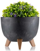 PLASTOVÝ KVETINÁČ ROSA ECO 18X29 CM IMITÁCIA BETÓNU ČIERNA