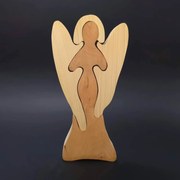 AMADEA Drevené puzzle anjel, masívne drevo dvoch druhov drevín, 25 cm