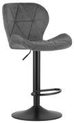 Barová stolička WEST zamatová, sivá (čierna noha)