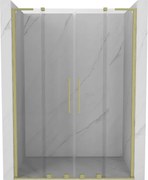 Mexen Velar L Duo, posuvné sprchové dvere do otvoru 160 cm, 8mm číre sklo, zlatá matná, 871-160-003-02-55