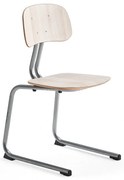 Školská stolička YNGVE, podnož s klzákmi, výška 460 mm, strieborná/jaseň