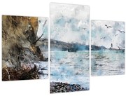 Obraz - Útes, akvarel (90x60 cm)