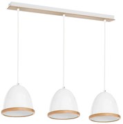 Závesné svietidlo Studio, 3x drevené/biele kovové tienidlo, (fi 21cm), w/br