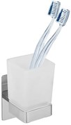 Samodržiaci sklenený téglik na zubné kefky v lesklo striebornej farbe Genova – Wenko