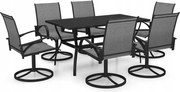 vidaXL 7-dielna sada jedálenského nábytku do záhrady, textilén a oceľ
