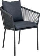 Tmavosivá kovová/polstrovaná záhradná stolička Salerno – House Nordic