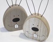 Drevený králik RABINA s kovovými ušami, 18,5 cm - viac variantov