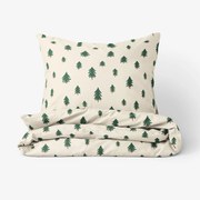 Goldea vianočné bavlnené posteľné obliečky - stromčeky na režnom 140 x 200 a 70 x 90 cm